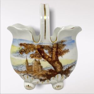 VINTAGE | Porcelain Basket With Scenery